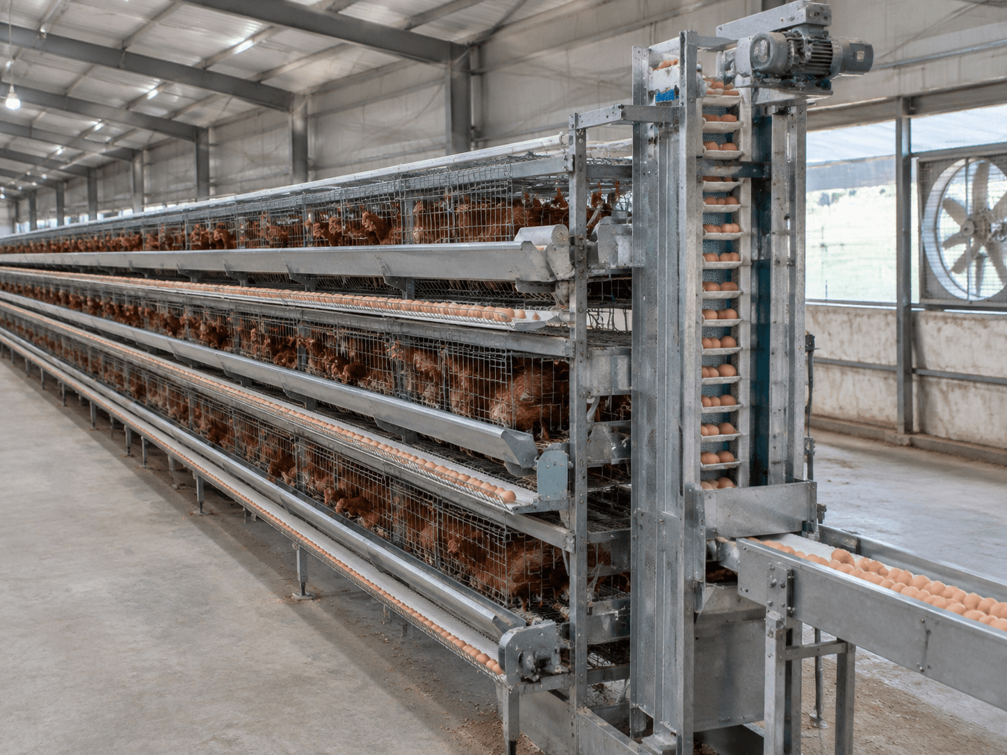 Can a Vertical Egg Elevator Connect to an Existing Layer Cage System?